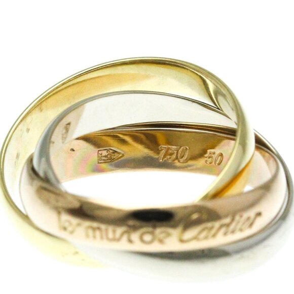 CARTIER Trinity Ring 50 K18YG 18K Yellow Gold White Gold Rose Gold Women's - Picture 5 of 8